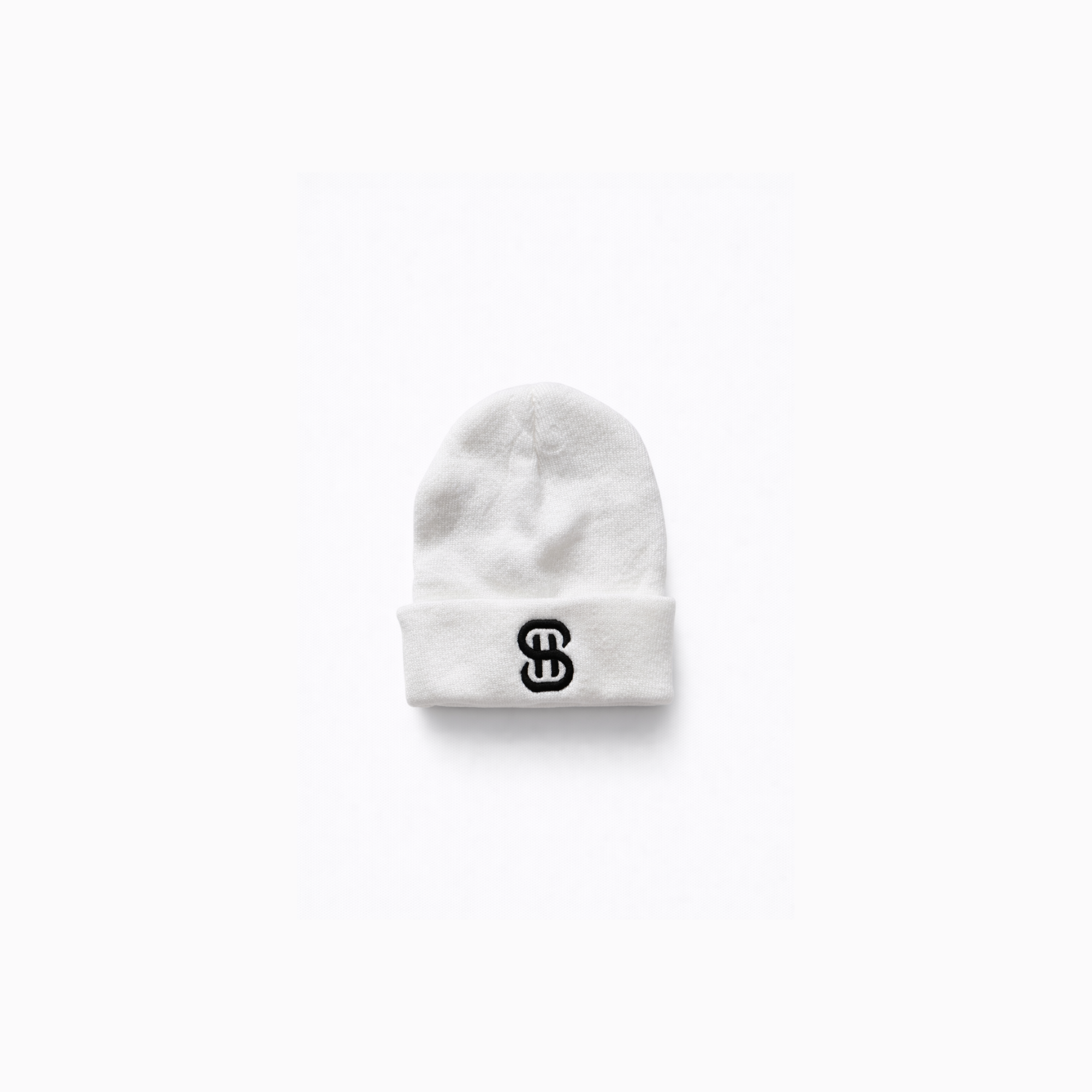 Embroidered Beanie – White