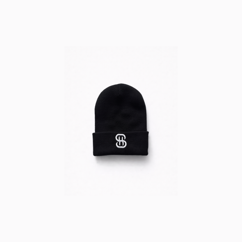 Embroidered Beanie – Black